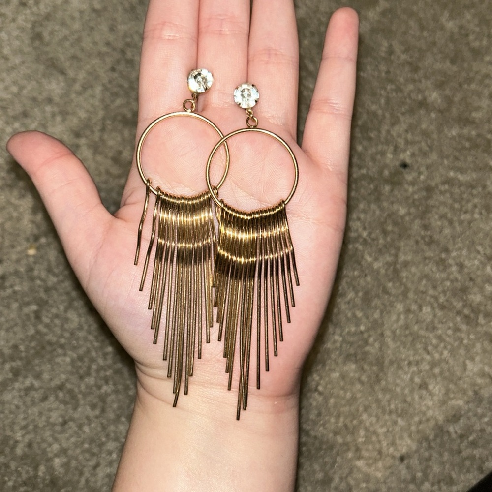 Gold dangling earrings - Picture 2 of 2